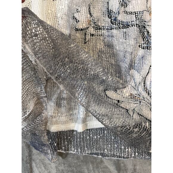 Zuriet Artsy Mesh Tunic Blouse Gray Blue White Womens S/M Attached Tank Cute - Picture 6 of 9